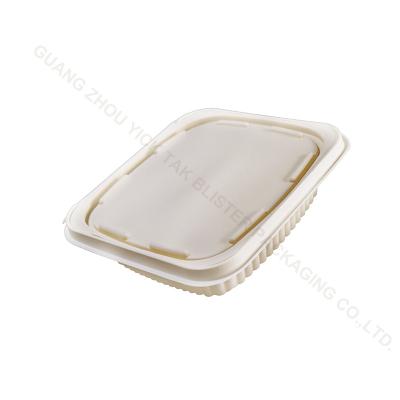 China Genuine Grade Container Pet Food Fruit Cornstarch Basket Takeaway Disposable Plastic Clamshell for sale