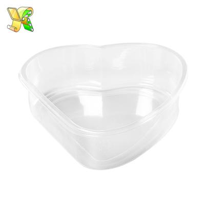 China Disposable Heart Shaped PET Disposable Plastic Fruit Container / Salad Boxes for sale