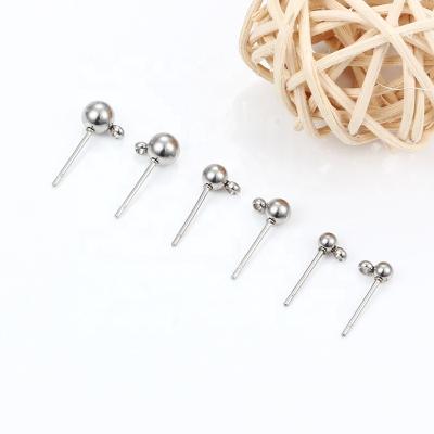 China Simple Hoop Earrings Stainless Steel Diy Stud Earrings With Open Loops For Women's Round Pearl Jewelry Accessories for sale