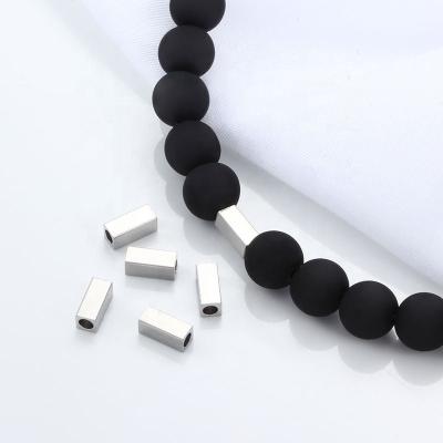 China Extend Tail Chain New Fashion Stainless Steel Through Hole Bead Square Vacuum Color Preservation Necklace Bracelet Pearl Jewelry Accessories for sale