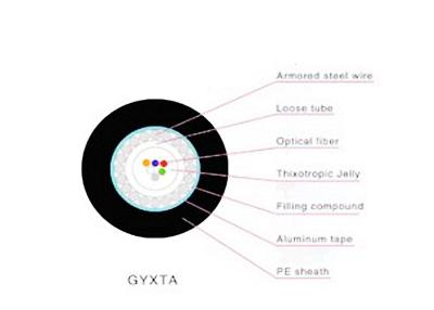 China Duct / Aerial FTTH Fiber Optic Cable GYXTY GYXTS GYXTA With Central Loose Tube for sale