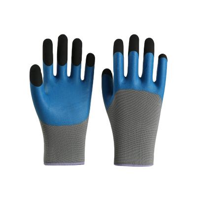 China Duarble 13 Gauge Latex Gloves Comfortable Double Dip Polyester Rubber Hand Protect Label Work Construction Gloves for sale