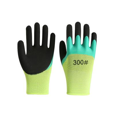 China Duarble Latex Work Gloves Factory Price Comfortable Dip Coat Double Rubber Increase Wear Resistant Durable Work Gloves for sale