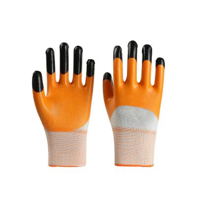 China Duarble 13 Nitrile Gloves Factory Price Double Gauge Polyester Comfortable Immersion Ginger Enhance Labor Working Gloves for sale