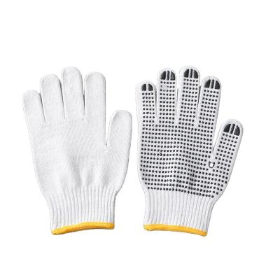 China Safety PVC Dotted Cotton Gloves 7 Working Gauge 700 Cotton Yarn Bleached White Knitted PVC Dotted Gloves for sale