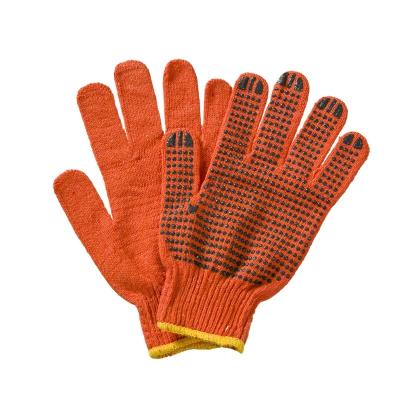 China Safety Orange PVC Dotted Gloves 10 Gauge 550G Cotton Yarn Knitted PVC Dotted Hand Gloves for sale