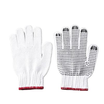 China Safety Factory Price Working Gloves 7 Gauge Bleached White 850G Cotton Yarn Knitted PVC Dotted Hand Gloves for sale