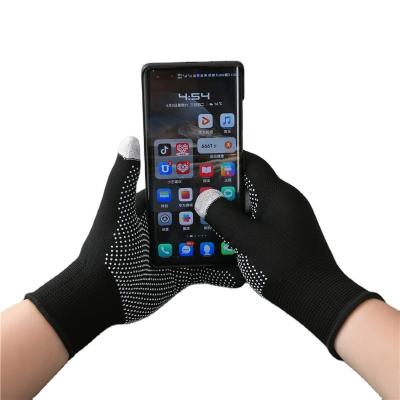 China Breathable Work Protective Screen Touch Gloves Mobile Phone 13 Gauge Nylon Outdoor Riding PVC Dotted Gloves for sale