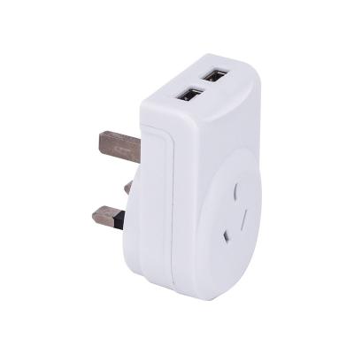 China AU to UK 2pin 2.4A 2USB Australia Travel Adapter with SAA Approval for sale