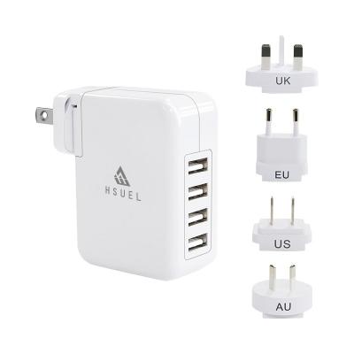 China Mobile Phone SAA 4.2A 4USB Multi Travel Adapter With Interchangeable Plugs for sale