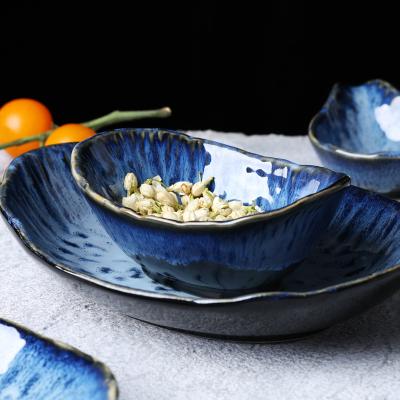 China Viable Styles Handmade Fresh Bowls Ingot Fruit Salad Bowl Dessert Instant Noodle Dish Bowl Set for sale