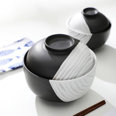 China Sustainable Wholesale Supply Porcelain Ceramic Deep Bowl Soup Bowls With Lid For Hotel for sale