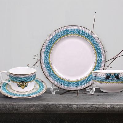 China Sustainable Quality Ceramic Dinner Set High Quality For Hotels Porcelain Porcelain Dishes Hard Dinnerware High Quality for sale