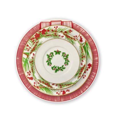 China Simple Modern Western Pink Ceramic Flower Ring Hotel High Hard Porcelain Dinnerware Sets for sale