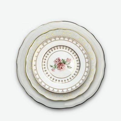 China Ceramic Style White Flower Dish Sustainable Western Dish For Hotels High Hard China Dinnerware for sale