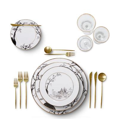 China Black Design Viable Embossed Ceramic Dinner Set For Restaurant Bone China Dishes Hard Top Dishes for sale