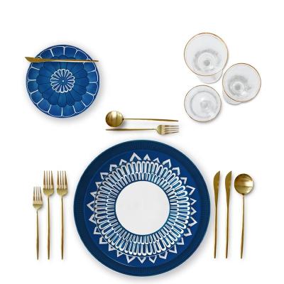 China Sustainable Modern OEM Customized Design With Logo Porcelain Blue Hard Set for sale