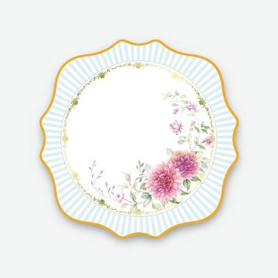 China Ceramic Sustainable Luxury Style Light Blue Flower Dish For Hotels High Tough Porcelain Dinnerware Sets for sale