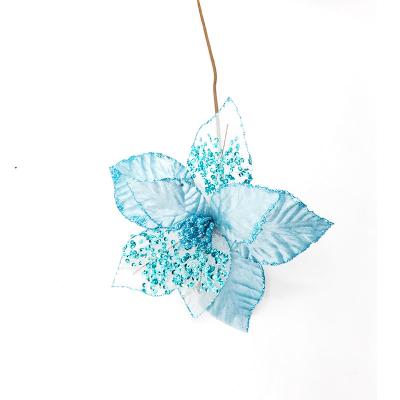 China Christmas Minimalist Glitter Artificial Flowers Leaves Tree Ornament Hanging Decor for sale