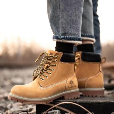 China Wheat Steel Layer First Layer Toe High Quality Cowbark Waterproof Work Boots With Low Temperature Hot Melt for sale