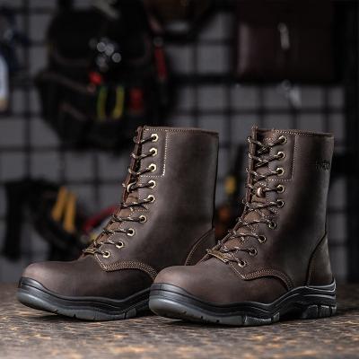 China High End Waterproof First Layer Crazy Horseskin Work Boots Logging Boots With Waterproof Socks for sale