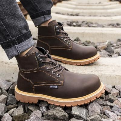 China Steel Toe Wheat Men's Whip Fire Resistant Flower Function Safety Industrial Boots With Laces For Welder for sale