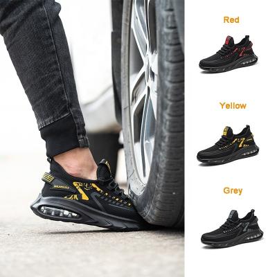 China Summer Men's Steel Toe Grey/red/yellow Fly Weave Armor Sports Safety Breathable Work Shoes With Steel Toe Anti-swell for sale