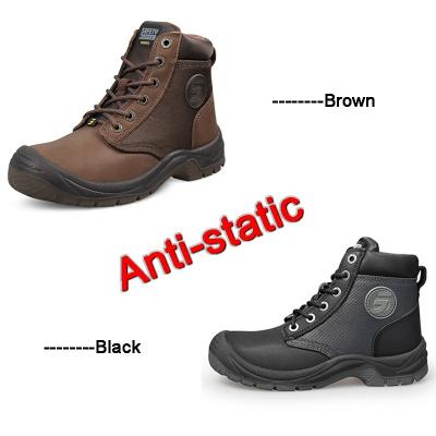 China Anti-Static High Quality Cowhide And Mesh Mid Cut Laces Mens Work Boots With Dual Density PU Sole for sale