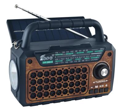 China Vintage style PORTABLE AM fm solar radio switch 3 band wind up solar radio with led torch FP-288-S for sale