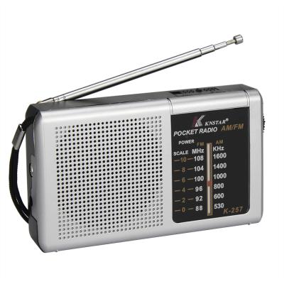 China Silver Battery K-257 AM Fm Mini Portable Pocket PORTABLE Black 2X1.5 AA Radio for sale