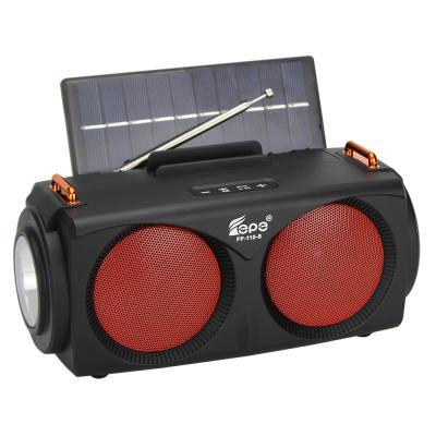 China 2021 newest wireless radio stereo sound speaker FP-110-S solar fm radio with led torch for sale