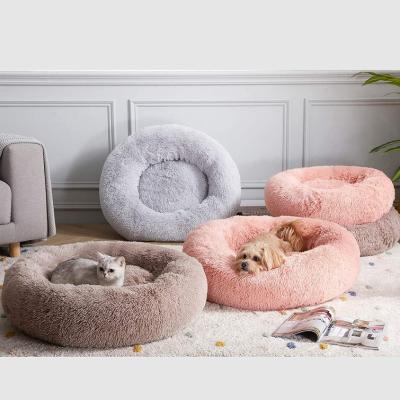 China Travel 80cm Medium Size Dismountable Washable Custom Around Eco-Friendly Luxury Plush Donut Large Dog Beds Waterproof For Dogs for sale