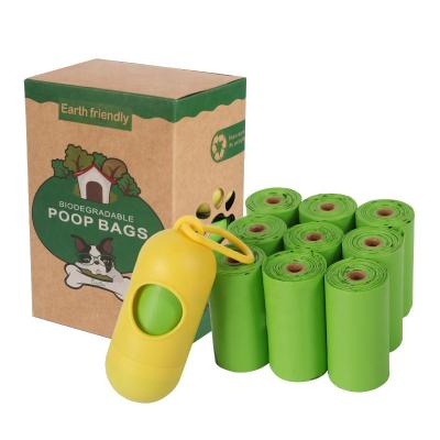 China Sustainable Manufacturer Pet Supplies Cornstarch Portable Dog Poop Bag Compostable With Dispenser for sale