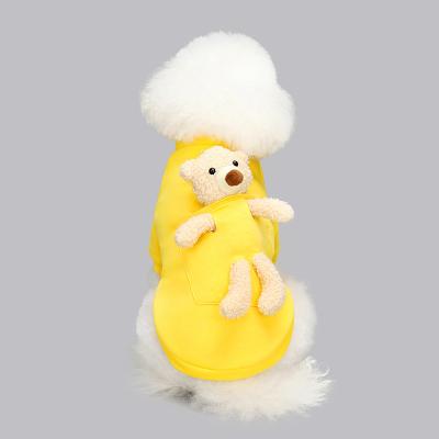 China 2021 Viable Hot Korean Luxury Bear Bichon Xs Dog Clothes Pocket Style Cat Apparel Custom Sweater Pet Shirts for sale