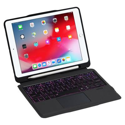 China Silicone Stand Cover Luxury New For iPad 8th 10.2 Removable Wireless Keyboard Case Trackpad Keyboard Case With Backlight for sale