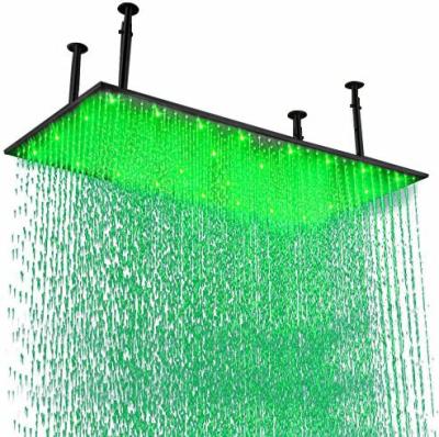 China Shower Head-Rectangle LED Rainfall Shower Heads Ceiling Mount 20 x 40 Inches LED Shape Color Changing Shower Head for sale