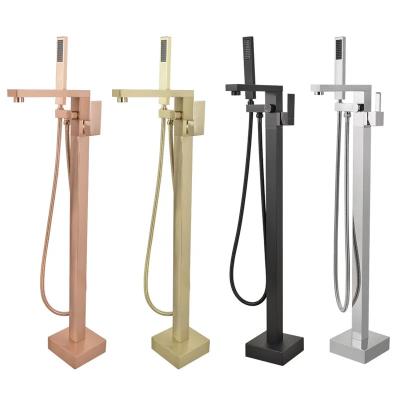 China Hot Sale Bathroom Floorless Sliding Bar Rack Mounted Tub Filler Bathtub Faucet, Hot And Cold Water Free Brass for sale