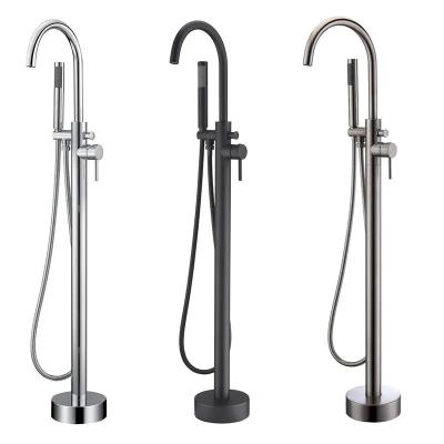 China Chrome&Black&Brushed Nickel Bathroom Floorless Sliding Bar Bracket Mounted Brass Freestanding Bathtub Faucet, Bathtub Mixer Tap Set for sale