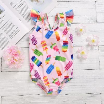 China Summer bird antibacterial aircraft with double color ice cuff + flame cuff arc rise cute plain clothes a swimsuit for sale