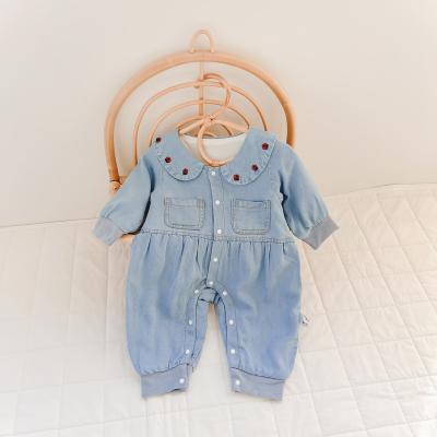 China Polyester / Cotton Children Fashion Clothing Cotton Short Sleeve Cowboy clothes Toddler Girls Rompers for sale