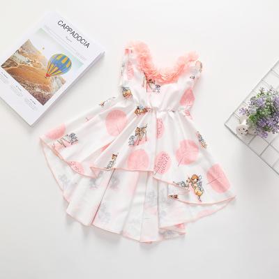 China Washable New Girls Sleeveless Cartoon Printing Irregular Stereoscopic Skirt l Child Lace Dress for sale