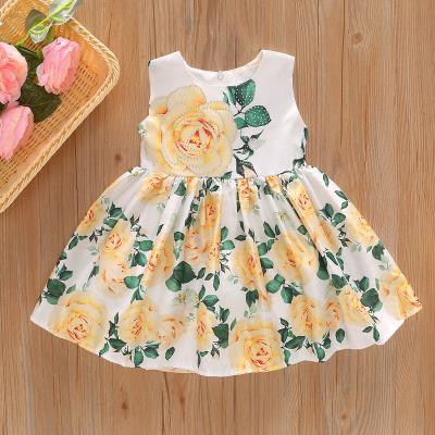 China Larger Poplin Flower Washable Girls Workout Woven Princess Printed Dress Very for sale