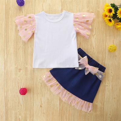 China EL flash girl's short sleeve suit spring and summer 2022 new small and medium children's fashion two-piece clothes for sale