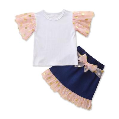 China EL flash girl's short sleeve suit spring and summer 2022 new small and medium children's fashion two-piece clothes for sale