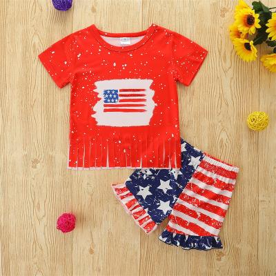 China El Flashing Spring Summer 2022 New Girls Suit Little Kids Fashion Clothes Two-piece Leisure Suit With Short Sleeves for sale