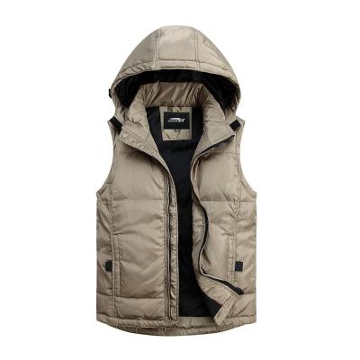 China Hot Sale Windproof Hooded Sleeveless Coat Men Quilted Vest Padding Winter Clothes Wadding Vest for sale