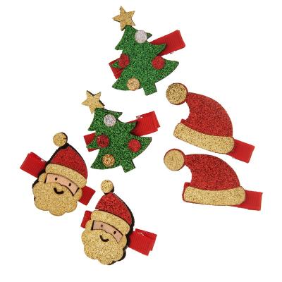 China 2021 Fashion Christmas Hair Accessories Sequin Santa Christmas Tree Hat Elk Snap Hair Clips Suitable For Adults And Children for sale