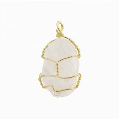 China Wholesale CLASSIC Irregular Natural Decorative Raw White Gold Plated Energy Stone Cut Crystal Energy Pendant Handmade Wired Necklace for sale