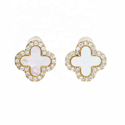 China TRENDY Chic Elegant Four Leaf Clover Inlaid With Zircon Earrings Trendy Party Jewelry Perfect Gift for sale