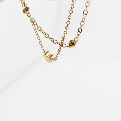 China CLASSIC European and American Beach Border Simple Double-Layer Love Chain Anklet Heart Ball Anklet Golden Accessories for sale